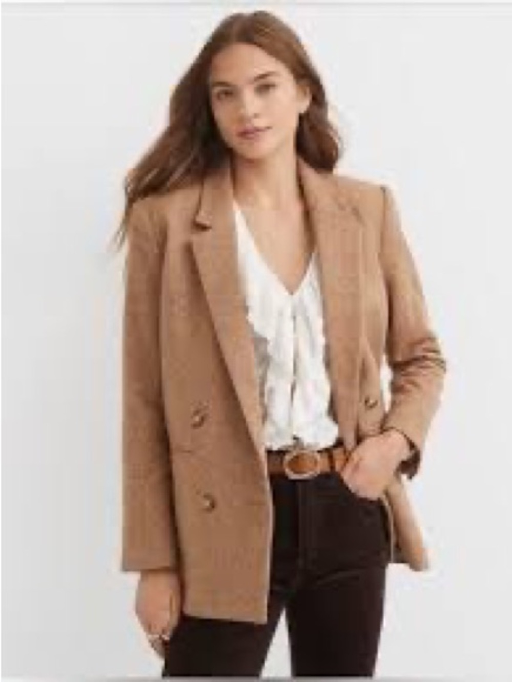 LOFT Petite Herringbone Tan Blazer